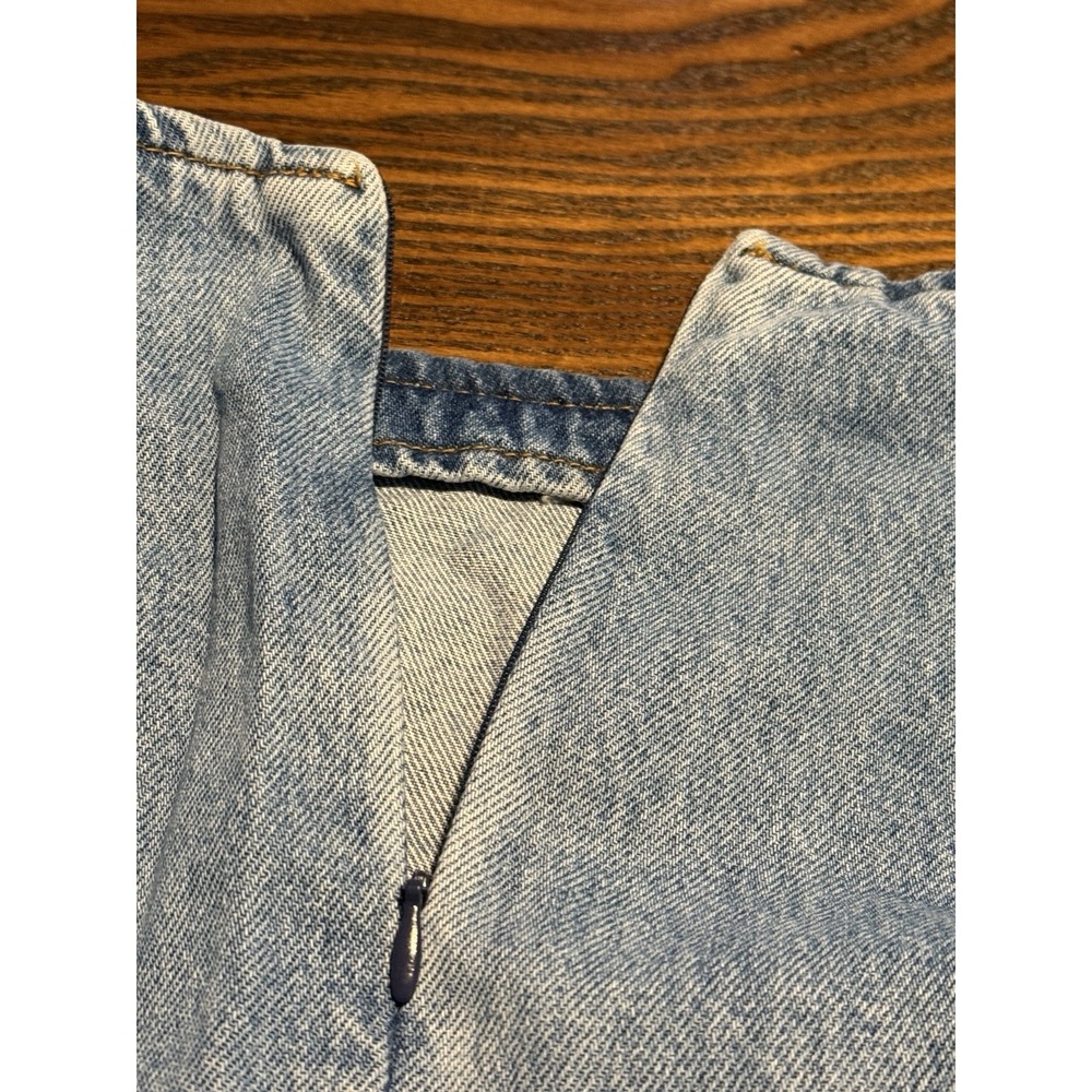 Pull & Bear Women S Light Wash Denim Mini Skirt Coastal Cowgirl Y2K Western Slit - Picture 11 of 14